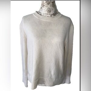 Elyse Walker Women’s XS 100% oversized Cashmere Sweater Cream Long Sleeve Soft